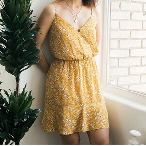 All in Favor Yellow White Mini Sundress